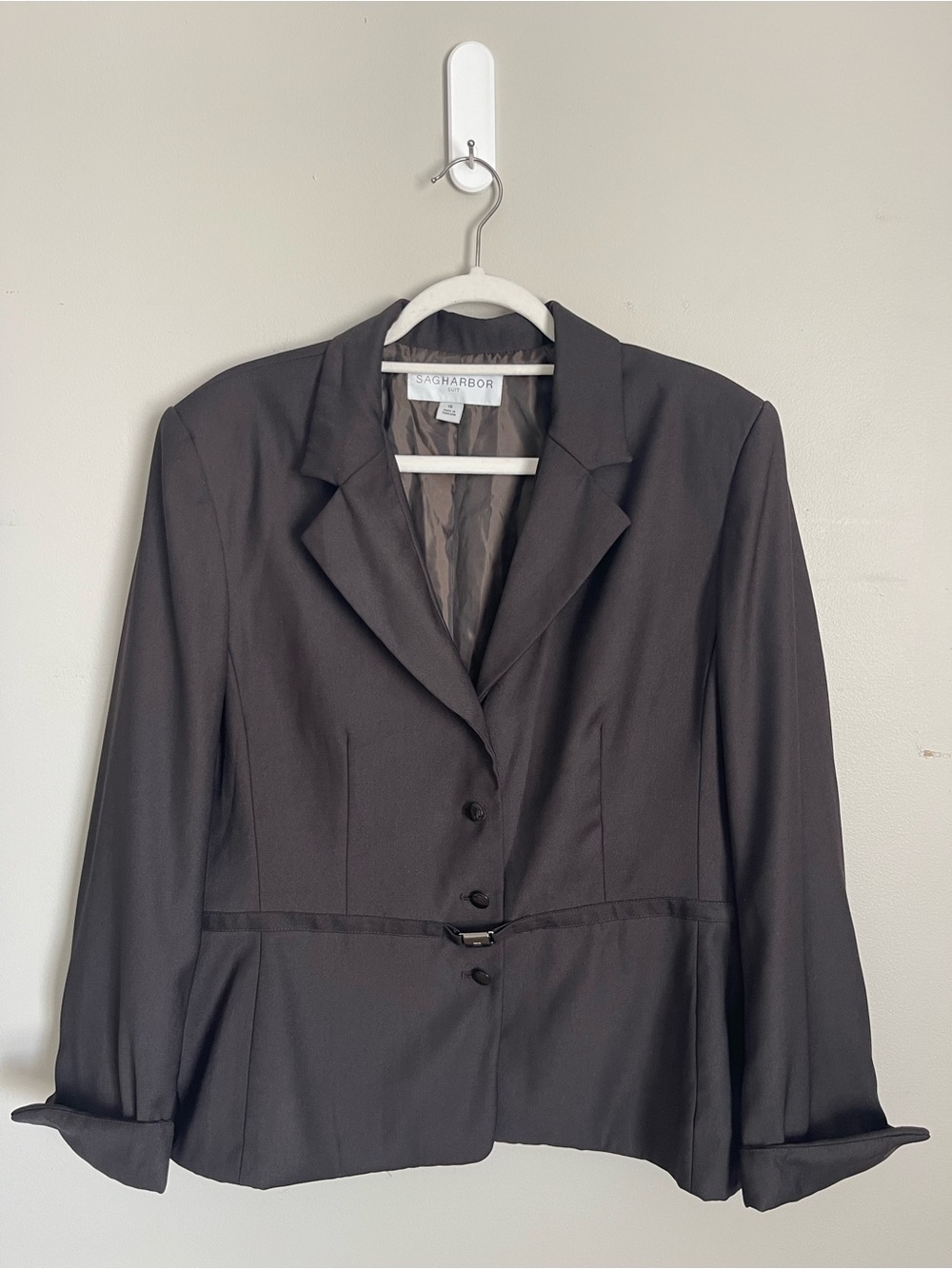 SAG HARBOR Dark Brown Tailored Blazer Jacket Sz 16